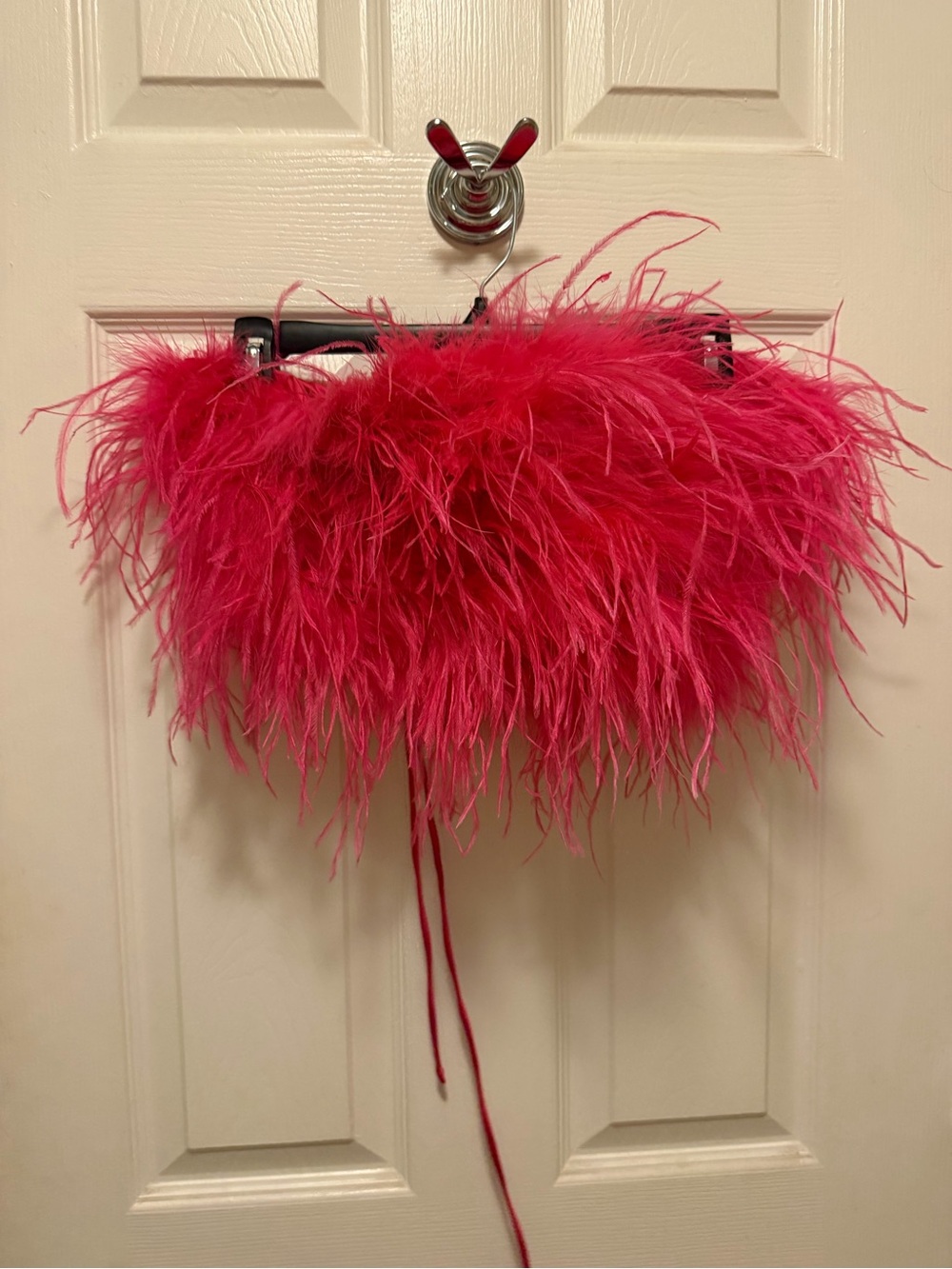 Fashion Nova Hot Pink Feather Bandeau Crop Top